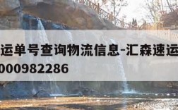 汇森速运单号查询物流信息-汇森速运单号查询h82000982286